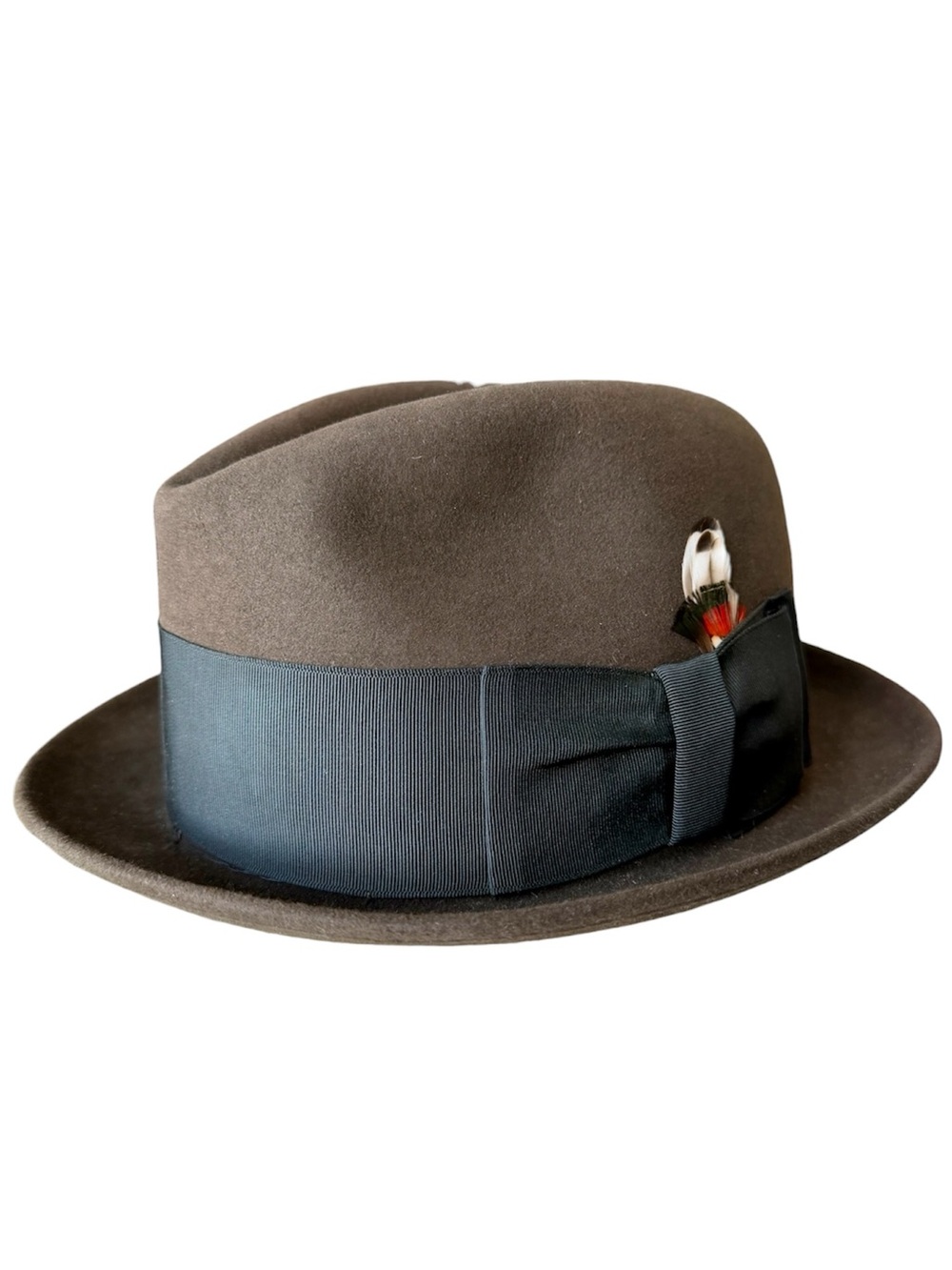 Vintage Adam Fifth Avenue New York Dark Brown Felt Fedora Hat Sz 7 Black Ribbon